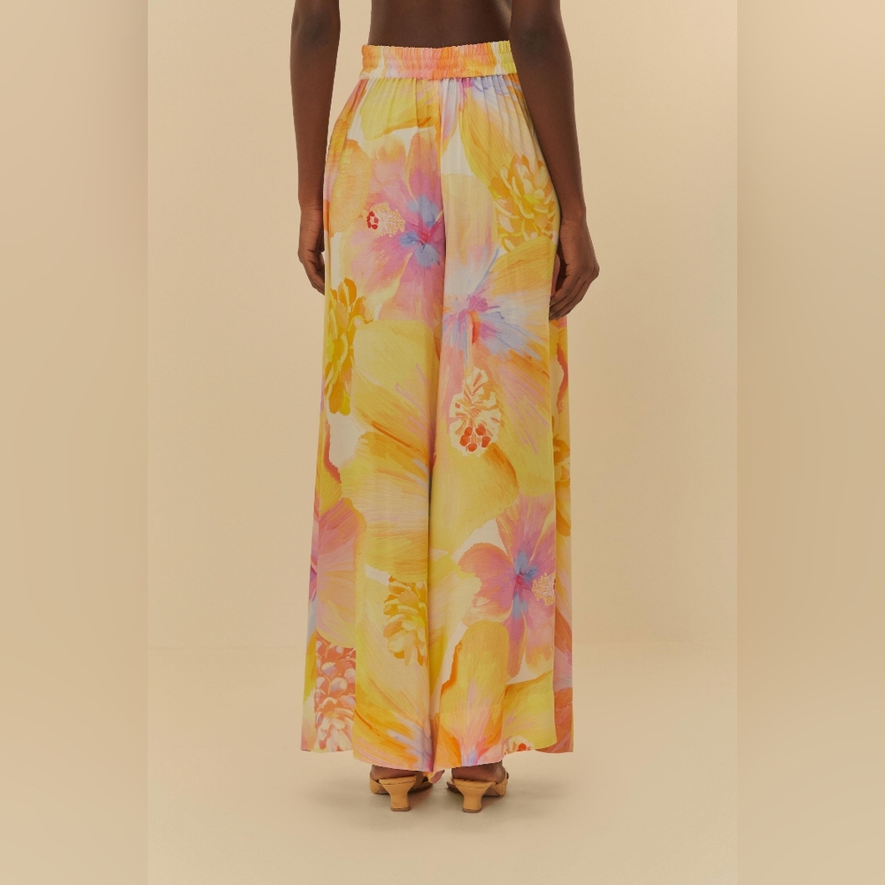 FARM Rio Wide-Leg Pants - Vibrant Caribe Floral Print - Picture 2 of 3